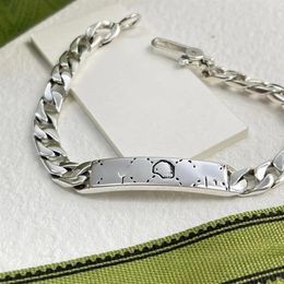 Top luxury mens bracelet designer bracelets woman 925 silver man chain hip hop jewelry 16-22cm braclet letter G engraving cuff ban199S