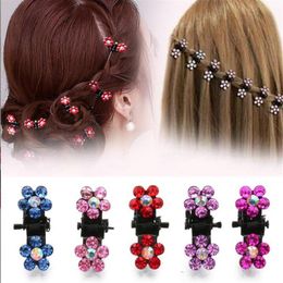Crystal Rhinestone Flower Hair Claw Hairpins Hair Accessories Ornaments Hair Clips Hairgrip for Kids Girl 12pcs set GC907286Y