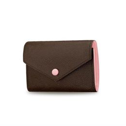 High Quality Women Short Wallet woman purse Discount original box card holder designer damier checked flower298e