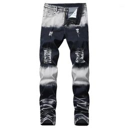 2019 New Straight Brand Men Ripped Jeans Trousers Fashion Brand Design Denim Pants Retro Sexy Hole Personality Ripped Jeans1289Y