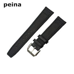 20mm 21mm 22mm New Black Green Nylon and Leather Watch Band strap For IWC watches271S