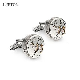 Cuff Links Watch Movement Cufflinks for immovable Stainless Steel Steampunk Gear Mechanism links Mens Relojes gemelos 230908