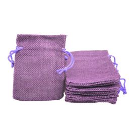 7x9cm Faux Jute Drawstring Jewelry Bags Candy Beads Small Pouches Burlap Blank Linen Fabric Gift packaging bags Hessian bag for sa296E