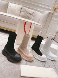 Luxury long boots womens sock boots designer elastic Martin boots sponge cake thick sole versatile knit slim socks boots