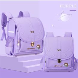 School Bags Orthopaedic Kids School-bag Japanese Randoseru Large Capacity Light Backpack For Girls Waterproof PU Baby Mochila Infan311F