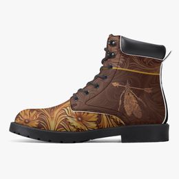 DIY Classic Martin Boots Customised pattern Unisex Fashion cool brown Versatile Elevated Casual Boots 36-48 21169