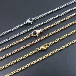 Chains Necklace Women Stainless Steel Long Men Fashion Rose Gold Chain Pearl Jewellery On The Neck Whole314z