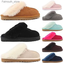 Men Women Winter Cotton Slippers Slides Sandals Designer Fur Sliders Slip On Flip Flops Chestnut Black Pink Grey Keep Warm Thick Bottom Q230909