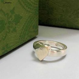 Classic Love Pattern Silver Ring Designer Couple Heart Shape Rings High Version Including box