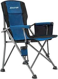 Camp Furniture Chair with Padded Hard Armrest Sturdy Folding Camp Chair with Cup Holder Storage Pockets Carry Bag Included Support to 400 lb HKD230909