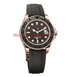 High Quality Wristwatches 40mm 268655 18k Rose Gold Oysterflex Rubber Bands Ceramic Asia 2813 Movement Automatic Unisex Women Mens320o
