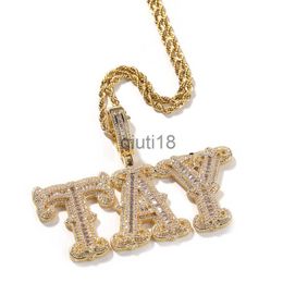 Pendant Necklaces TopBling A-Z Custom Name Letters Pendant Necklace Iced Out Bling 18K Real Gold Plated Hip Hop Jewellery x0909