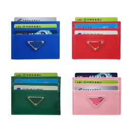 Women's Mens Designer triangle wallets card holder Purses with box Christmas gift woman Luxurys Coin card wallet Leather bran288r