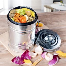 3L Kitchen Compost Bin Outdoor Compost Bucket Indoor Odourless Countertop Compost Pail Black Charcoal Philtre Recycling Bin Pail LJ222k