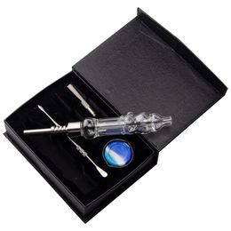 Chinafairprice NC046 CSYC Spill-Proof Smoking Pipe Gift Box 510 Quartz Ceramic Nail Double Tips Wax Dish Dabber Tool Dab Rig Glass Pipes Water Bubbler Bong Set