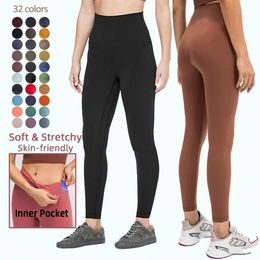 Lycra fabric Solid Colour Women yoga pants High Waist Sports Gym Wear Leggings Elastic Fitness Lady Outdoor Sports Trousers277H