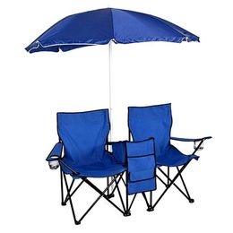 Camp Furniture Foldable Picnic Beach Camping Double Chair+Umbrella Table Cooler Fishing Fold Up HKD230909