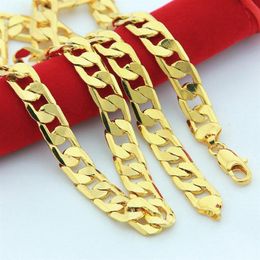 Whole 10pcs 6MM Width 20-32 inch Gold Curb Man Chain Necklace Fashion Figaro Jewellery For Cuban Hip Hop Style Neck Accessories 297A