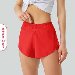 Lu-16 Short Summer Track That 2.5-inch Hotty Hot Shorts Loose Breathable Quick Drying Sports Women's Yoga Leggings Skirt Versatile Casual Side Pocket Gym Pants