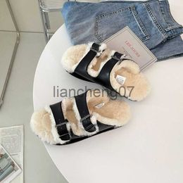 Slippers Thick soled Woollen slippers for women to wear 2023 design winter new style lamb wool one-piece indoor warm cotton shoes x0909