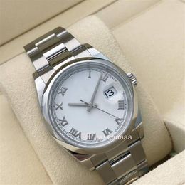 36 Stainless Steel White Numeral Dial Bracelet Watch 126200 Roman Index Automatic Men's Watch267W
