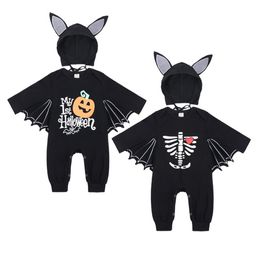 Halloween Baby Clothes Cute Bats Pumpkin Baby Romper Newborn Infant Playsuit Overalls Cotton Long Sleeve Jumpsuit 2642