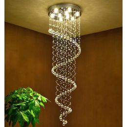 Crystal Chandeliers Pendant Lamps Fixtures Indoor Spiral Hanging Lamp Decor Ceiling Light for el Hall Stairs293O