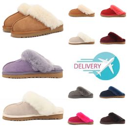 Designer Winter cotton slippers womens winter wear flat bottomed half mop indoor Slippers Slides Women Men Platform pink bown Shoes size 35-43