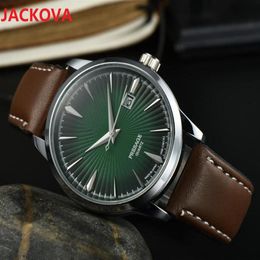 Business trend highend cow leather watches Men Chronograph cocktail Colour series full stainless steel European Top brand clock296f
