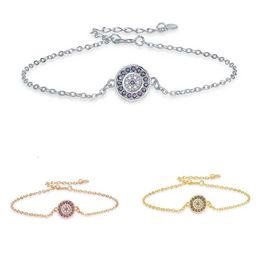 2023 Mix 3 Farben Armbänder Gold Rose Silber S925 Sterling Silber Sparking Aaa Cz Evil Eye Gliederkette 18K Gold Mädchen Frauen Türkisch J297z