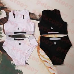 Letter Embroidered Swimsuit Tracksuit Bikini Womens Sports Tank Top Briefs Fashion Ladies Swimwear Two Colors289B