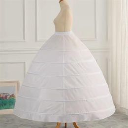 White Plus Size Ball Gown Bridal Petticoat 6 Hoops Jupon Tarlatan Crinoline Underskirt Slips Make Dress Puffy Quince Bridal Debuta259A