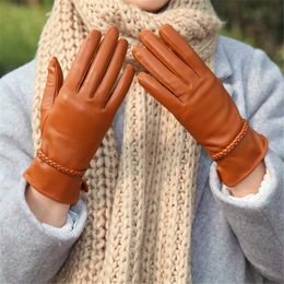 Five Fingers Glove 's 100 Real Sheepskin Warm Comfortable Winter Female Fashionable Simple High Quality Mittens S2214 230909