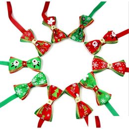 Dog Apparel Pet Puppy Cat Christmas Tree Snowflakes Bow Tie Necklace Collar Bowknot Necktie Grooming For Supplier Decoratio Homefavor Otkna