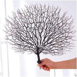 Decorative Flowers Wreaths 45Cm Artificial Tree Branch White Coral Wedding Decorations Home Peacock Branches Plastic Dried Drop De Otop7