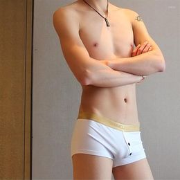 Underpants Wangjiang Boxershorts Men Cotton Underwear Sexy Men's U Boxer Shorts Breathable Panties Intimate Open Front White X296n