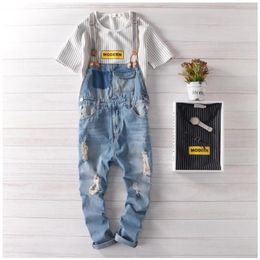 Men's Jeans Mens Casual Denim Jumpsuit Skinny Jean Overalls Ripped Vintage Bib Pants Male Suspenders 71403238p