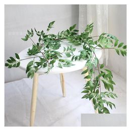 Decorative Flowers Wreaths 1.7M Simation Willow Vine Leaf Artificial Plants Fake Home Decor Plastic Flower Rattan Evergreen Cirrus Otzne