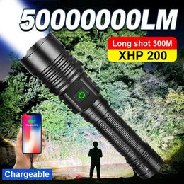 Flashlights Torches 50000000 Lumens LED Flashlight Super Bright Rechargeable Torch Light Powerful Flashlight Self Defence Camping 266U