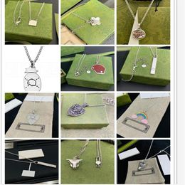 Luxury Sterling Silver Chain Necklace Jewellery Designer 925 Silver Heart Rainbow Butterfly Skull Style Pendant Necklaces Gifts221s