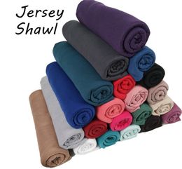 Scarves 20 Colours Plain Jersey Hijab Caps Scarf Cotton Polyester Wrap Elasticity Shawls Foulard Long Soft Muslim Headband Snood 17060Cm 230909