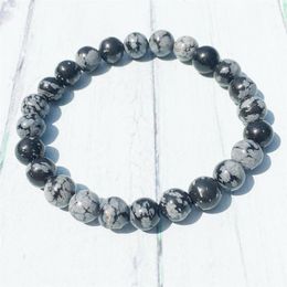 MG0391 A Grade Snowflake Obsidian Bracelet Healing Crystals Meditation Bracelet Protection Spiritual Gift Whole2962