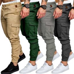 Men's Pants Fashion Mens Skinny Urban Straight Cargo Pants Leg Trousers Casual Pencil Jogger Tactical Cargo Pants Male army Trousers Q230909