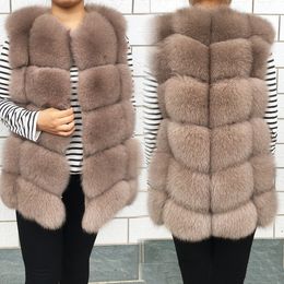 Women's Fur Faux 2023 Winter Real Coat High Quality Natural Vest Fashion Luxurious Warm Sleeveless Dark buckle jacket 230908