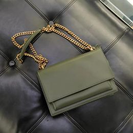 Designer luxury SUNSET clutch flap tote bag WOC smooth Leather Metal fittings envelope Multifunction handbag with key ring chain w209T