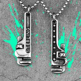 Chains Pipe Wrench Tools Stainless Steel Men Necklaces Pendants Chain Trendy Punk For Boyfriend Male Jewellery Creativity Gift Whole258a