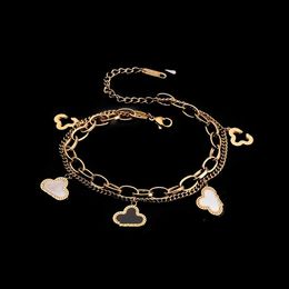 18K Gold Chain Bracelet Four Leaf Bracelet Design for Women Love Gift Designer Letter Bracelet High Quality Alloy Jewellery With Correct Logo