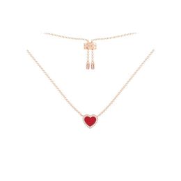 Designer Heart Love Necklace For Women Stainless Steel Accessories Zircon Green Pink Hearts chain for Womens Jewelry Gift318v