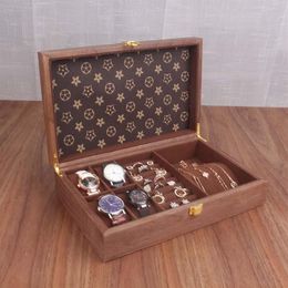 Watch Boxes & Cases Wooden Box Holder Storage Display Organiser Luxury Retro Solid Casket Leather Dustproof Glass 12 Epitopes Watc260U