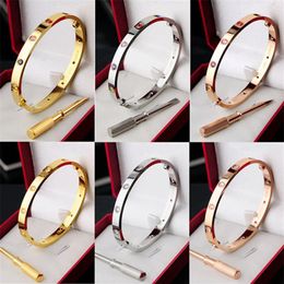 Rose Gold Bracelet Designer Fashion Bangle Men Women stainless steel Jewellery unisex Never fade and allergic silver love nail screw256e